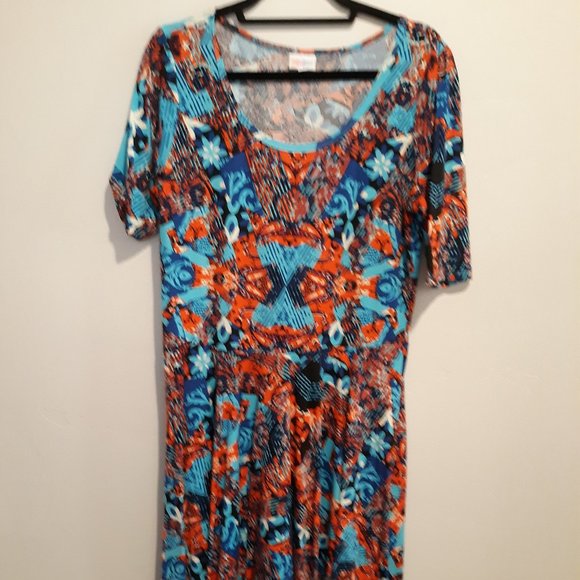 Lularoe Dresses & Skirts - Blue and orange mini Lularoe  mini dress size 2 XL Fit and Flare